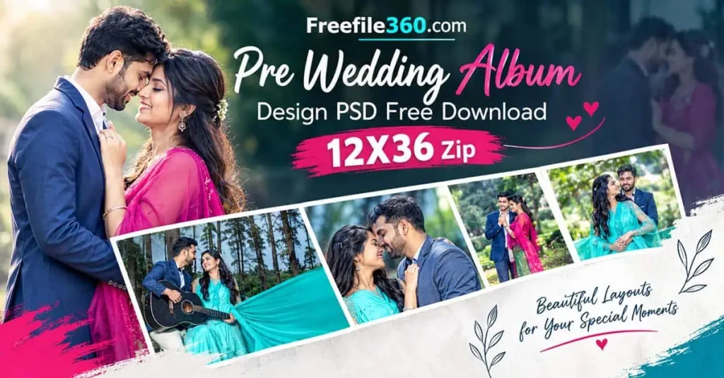 Pre Wedding Album Design PSD Free Download 12X36 Zip