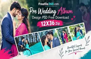 Pre Wedding Album Design PSD Free Download 12X36 Zip
